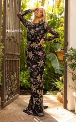 Primavera Couture 12007 Dress -THE DRESS WARE HOUSE 12007 BLACK MULTI 2 89e1e141 39ae 483f 9bea c9fd8af84b29