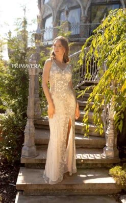 Primavera Couture 12056 Dress -THE DRESS WARE HOUSE 12056 NUDE SILVER 0359 224266c6 00d1 48f1 840b 6ba10efb377c