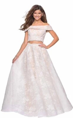 La Femme 27028 Dress -THE DRESS WARE HOUSE 27028 WhiteNude F2 c25fbea4 9d06 4ed4 8c05 3e6f0b6562e9