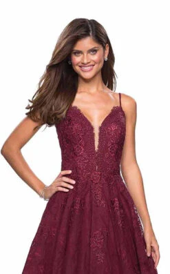 La Femme 27030 Dress -THE DRESS WARE HOUSE 27030 Burgundy F 5fc8b541 4df9 4ea8 91cd e6a6de318572