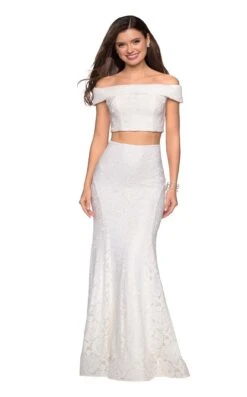 La Femme 27443 Dress -THE DRESS WARE HOUSE 27443 White F2 23894f15 c34c 4c46 805d bedcbd777703