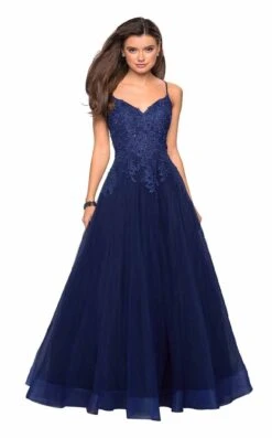 La Femme 27569 Dress -THE DRESS WARE HOUSE 27569 Navy F 6f12665e 721c 4b16 9f66 1e2ee83500e5