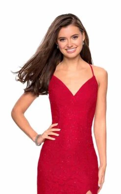La Femme 27614 Dress -THE DRESS WARE HOUSE 27614 Red F 280b9578 19b3 4ad6 8756 0117a5889733