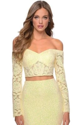 La Femme 28666 Dress -THE DRESS WARE HOUSE 28666 PaleYellow F zoom 0b3ca722 a859 491c 9aea 4d524ac76dce