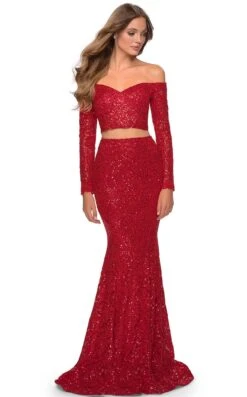 La Femme 28666 Dress -THE DRESS WARE HOUSE 28666 Red F 8a030328 82e8 4c7f 8f80 164ab900e9fc