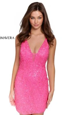 Primavera Couture 3832 Dress -THE DRESS WARE HOUSE 3832 NEON PINK 1 408b7efd 722f 402e a6b6 761777f319e1