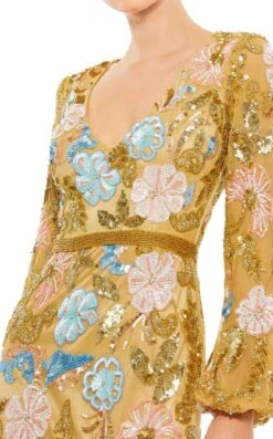 Mac Duggal 5423 Dress -THE DRESS WARE HOUSE 5423 NudeMulti CL