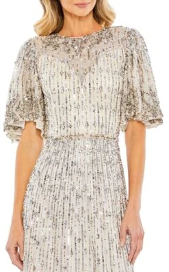 Mac Duggal 5579 Dress -THE DRESS WARE HOUSE 5579 NudeSilver CL