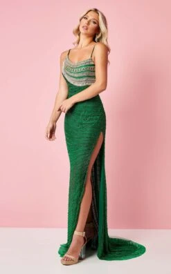 Rachel Allan 70358 Dress -THE DRESS WARE HOUSE 70358 Emerald Silver Gold 1 5fd5061d e58c 4cf4 9ec6 0e47fc4095a7