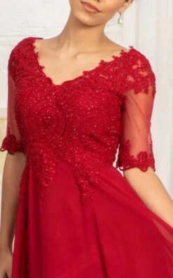 Elizabeth K GL1982 Dress -THE DRESS WARE HOUSE GL1982 BURGUNDY D1 319032