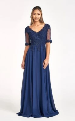 Elizabeth K GL1982 Dress -THE DRESS WARE HOUSE GL1982 NAVY 1O