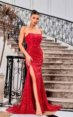 Jadore J24021 Dress -THE DRESS WARE HOUSE Jadore J24021 Red 1