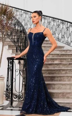 Jadore J24023 Dress 12 Jadore J24023 Dress -THE DRESS WARE HOUSE Jadore J24023 Navy 1