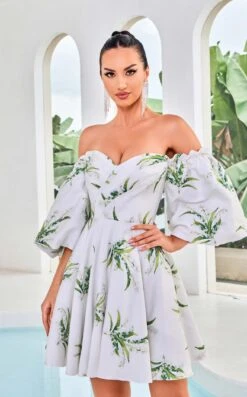 Jadore J24095 Dress -THE DRESS WARE HOUSE Jadore J24095 Green Print 1