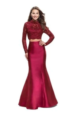 La Femme 24901 Dress -THE DRESS WARE HOUSE La femme 24901 Burgundy F