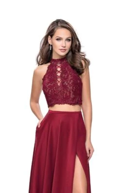 La Femme 25263 Dress 14 La Femme 25263 Dress -THE DRESS WARE HOUSE La femme 25263 Burgundy F zoom