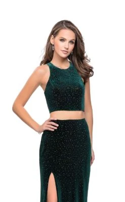 La Femme 25464 Dress -THE DRESS WARE HOUSE La femme 25464 ForestGreen F zoom