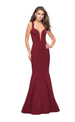 La Femme 25485 Dress -THE DRESS WARE HOUSE La femme 25485 Burgundy F