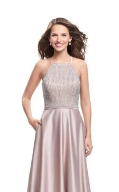 La Femme 25601 Dress -THE DRESS WARE HOUSE La femme 25601 Champagne F zoom