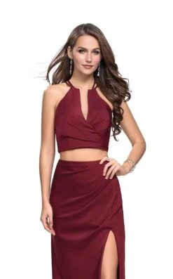 La Femme 25731 Dress 9 La Femme 25731 Dress -THE DRESS WARE HOUSE La femme 25731 Burgundy F zoom