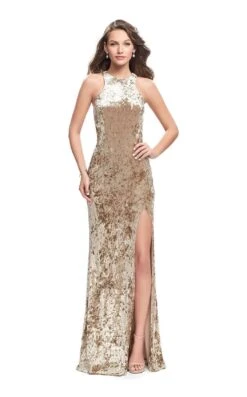 La Femme 25734 Dress -THE DRESS WARE HOUSE La femme 25734 Nude F