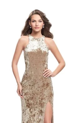 La Femme 25734 Dress -THE DRESS WARE HOUSE La femme 25734 Nude F zoom