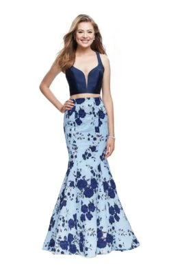 La Femme 25756 Dress -THE DRESS WARE HOUSE La femme 25756 BlueMulti F