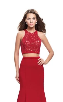 La Femme 25759 Dress -THE DRESS WARE HOUSE La femme 25759 DeepRed F zoom