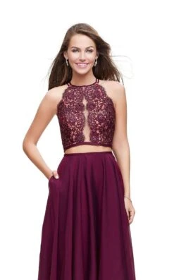 La Femme 25843 Dress -THE DRESS WARE HOUSE La femme 25843 Garnet F zoom