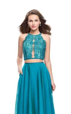 La Femme 25843 Dress -THE DRESS WARE HOUSE La femme 25843 Teal F zoom