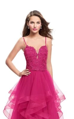 La Femme 25857 Dress -THE DRESS WARE HOUSE La femme 25857 HotFuchsia F zoom