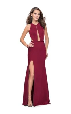 La Femme 26005 Dress -THE DRESS WARE HOUSE La femme 26005 Burgundy F