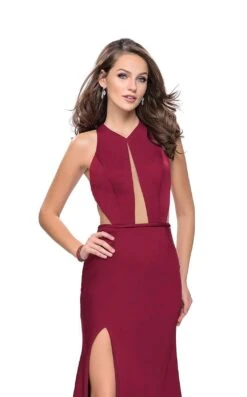 La Femme 26005 Dress -THE DRESS WARE HOUSE La femme 26005 Burgundy F zoom