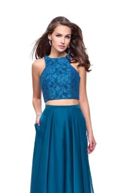 La Femme 26087 Dress -THE DRESS WARE HOUSE La femme 26087 DarkTeal F zoom