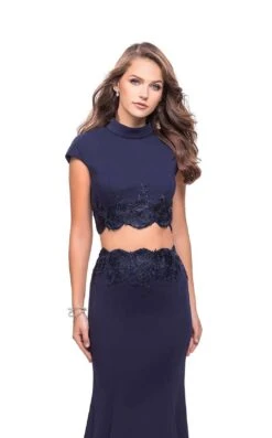 La Femme 26196 Dress -THE DRESS WARE HOUSE La femme 26196 Navy F zoom