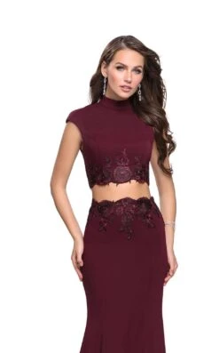 La Femme 26196 Dress -THE DRESS WARE HOUSE La femme 26196 Wine F zoom