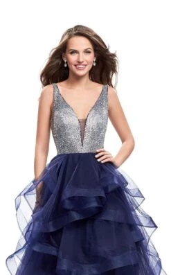 La Femme 26223 Dress -THE DRESS WARE HOUSE La femme 26223 Navy F zoom