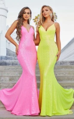 Portia And Scarlett PS21287 Dress -THE DRESS WARE HOUSE PS21287PINKYELLOW 1