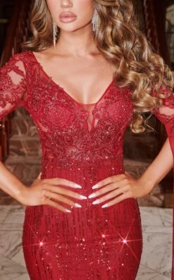 Portia And Scarlett PS22168 Dress -THE DRESS WARE HOUSE PS22168 DEEP RED 2 5c32b3a3 ac3c 4c70 b549 ae59fd23a889