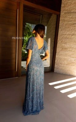 Primavera Couture 13124 Dress -THE DRESS WARE HOUSE Primavera Couture 13124 SLATE BLUE 2