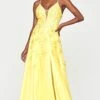 Faviana S10640 Dress -THE DRESS WARE HOUSE S10640 LIGHT YELLOW FRONT