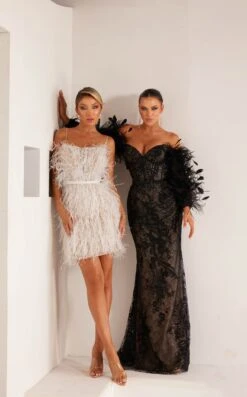 Terani 241P2034CL Dress -THE DRESS WARE HOUSE Terani 241P2034 Ivory Nude and 241E2479 Black Nude