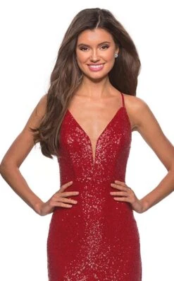 La Femme 28228 Dress -THE DRESS WARE HOUSE la femme 28228 red 1 zoom